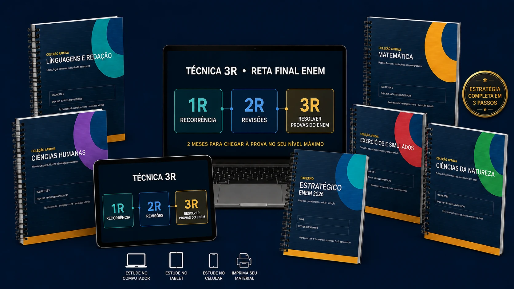 Técnica 3R para o ENEM 2026 com Recorrência, Revisões e Resolver provas do ENEM